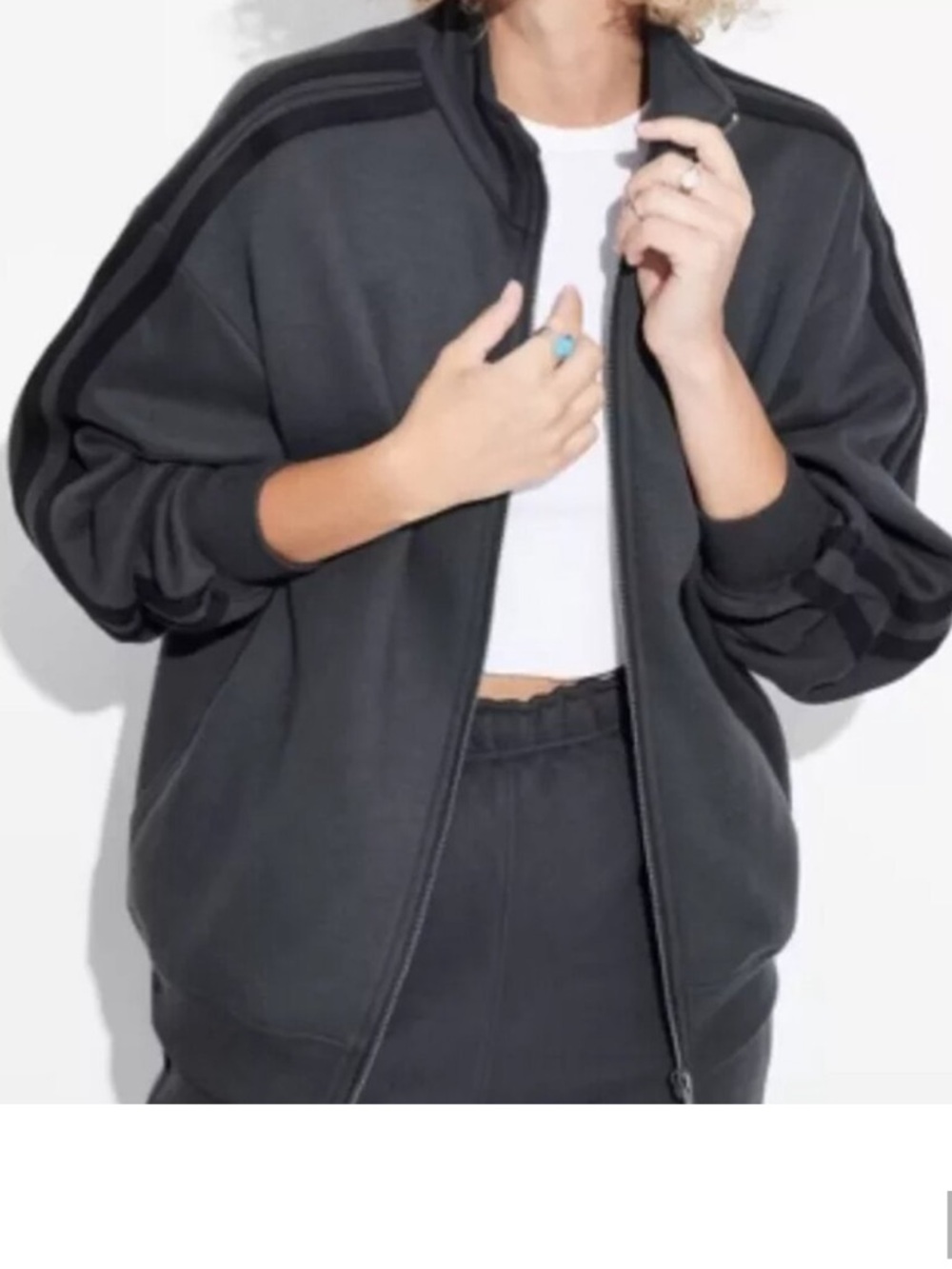 WILD FABLE SIZE SMALL DARK GREY ZIP UP TRACK JACKET
